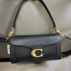 Coach Black Shoulder Bag with Gold Accents